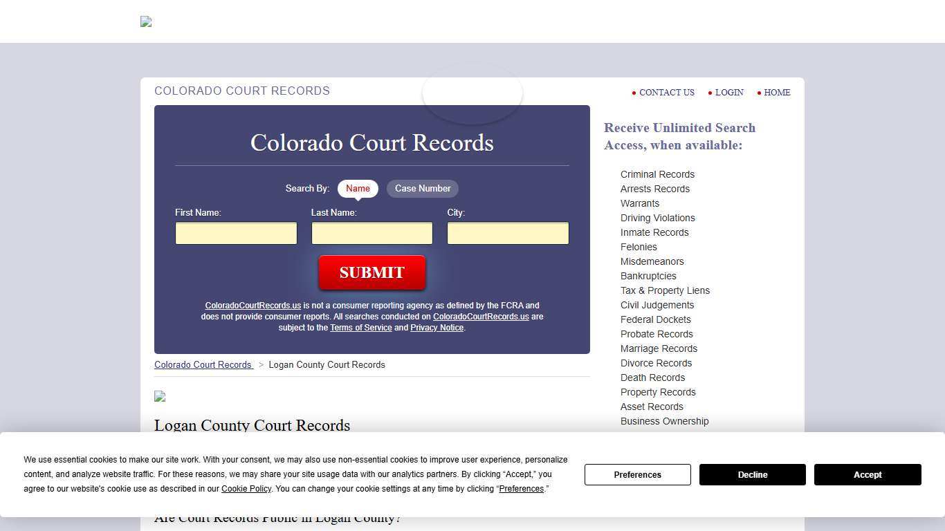 Logan County Court Records ColoradoCourtRecords.us